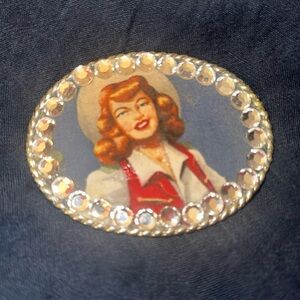 Pinup rhinestone belt buckle